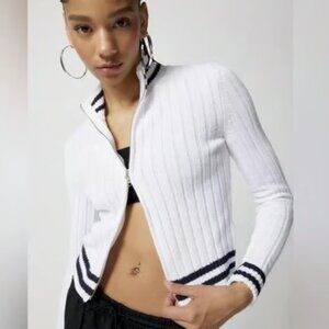 Urban Outfitters BDG Bella Zip-Up Cardigan 90s Ribbed Cotton Blend XS NWT